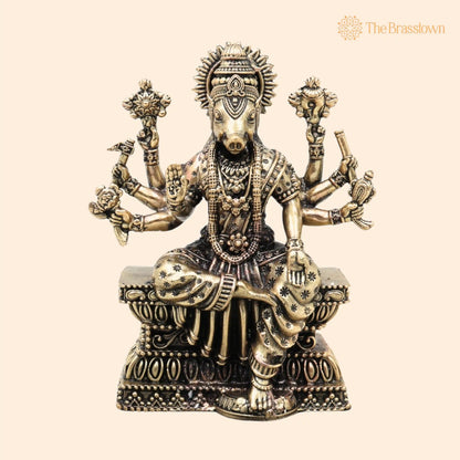 Brass Varahi Amma Idol – Varahi Devi Murti, Handcrafted Statue for Pooja, Home Décor &amp; Gifting 6 Inch 1