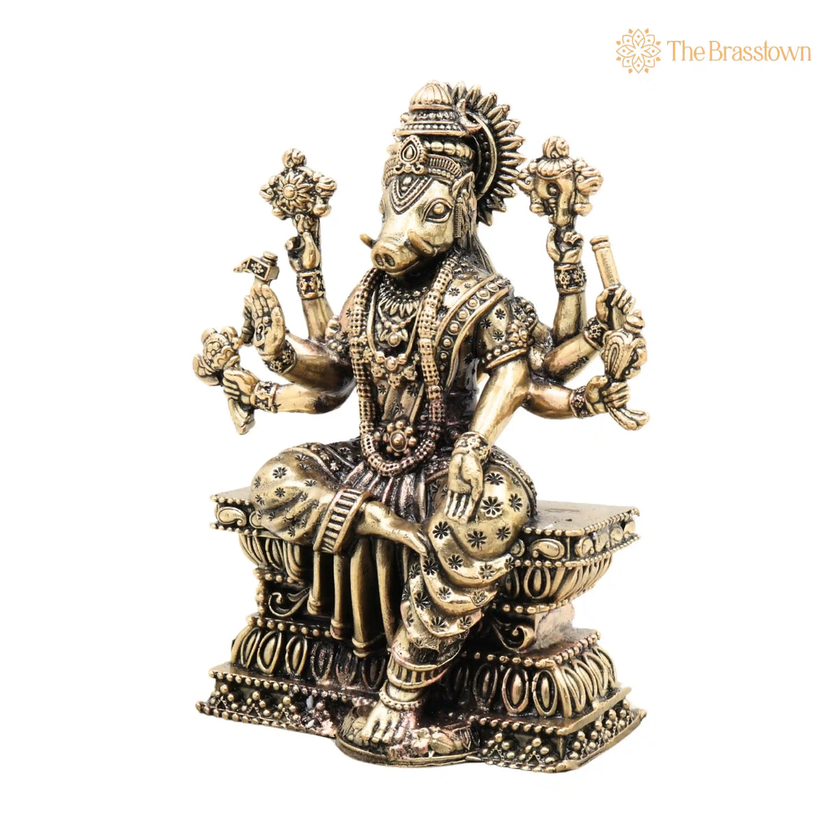 Brass Varahi Amma Idol – Varahi Devi Murti, Handcrafted Statue for Pooja, Home Décor &amp; Gifting 6 Inch 3