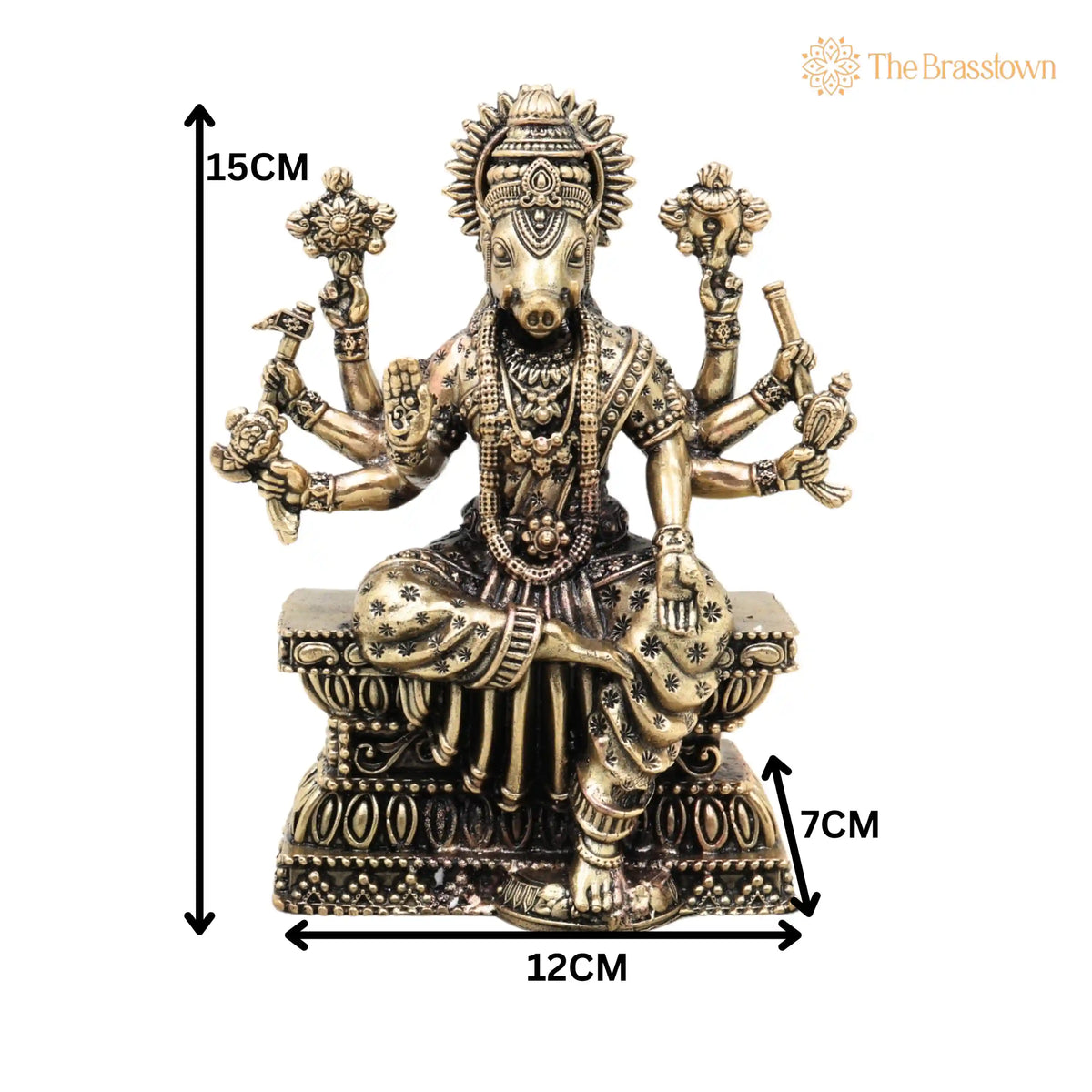 Brass Varahi Amma Idol – Varahi Devi Murti, Handcrafted Statue for Pooja, Home Décor &amp; Gifting 6 Inch 5
