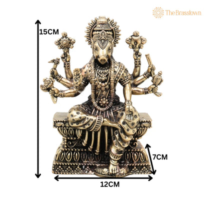 Brass Varahi Amma Idol – Varahi Devi Murti, Handcrafted Statue for Pooja, Home Décor &amp; Gifting 6 Inch 5