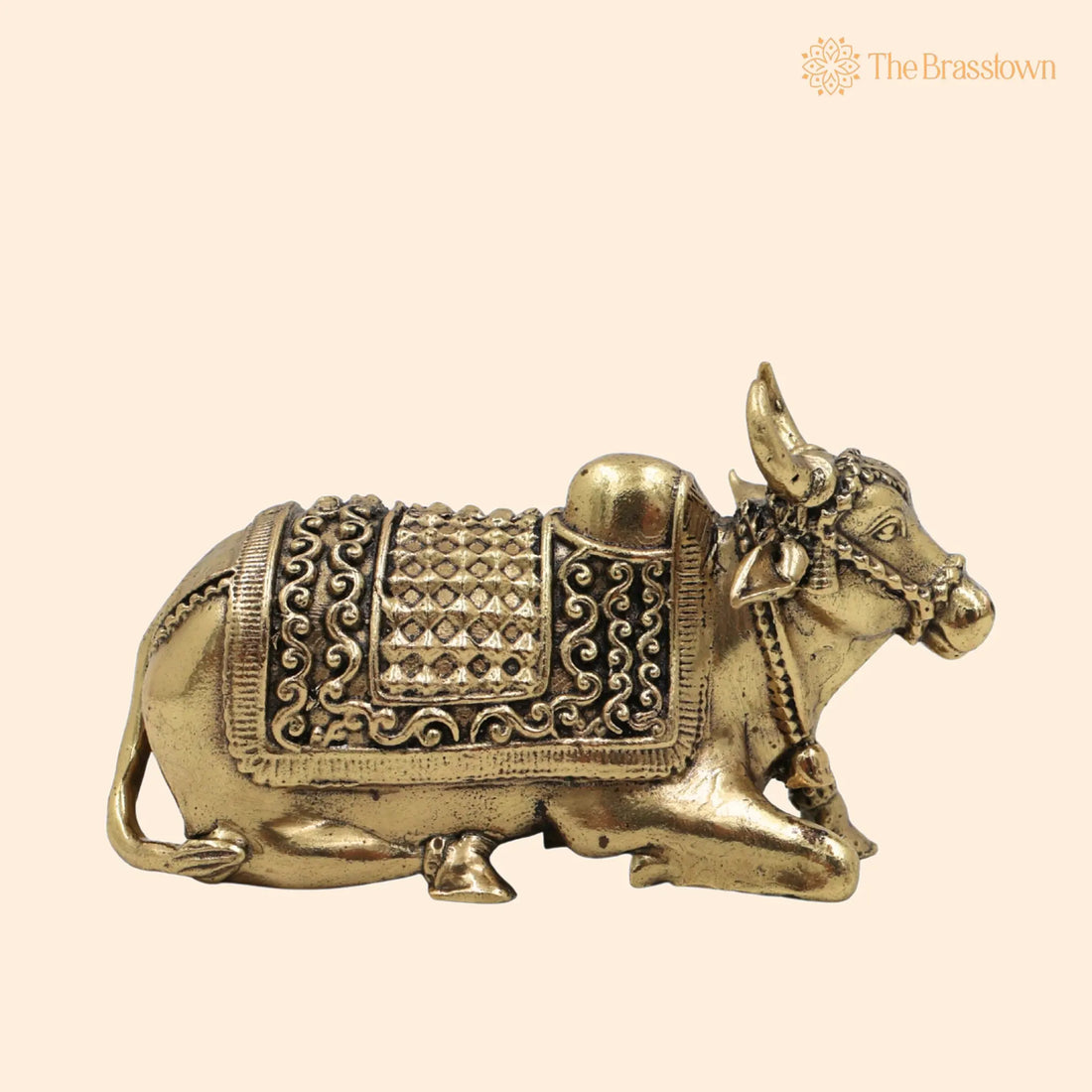 Brass Nandi Idol – Handcrafted Nandikeshwara Murti, Nandi Bull Sculpture, Pooja &amp; Home Décor Showpiece, Peetal Pittal Statue 1.5 Inch 1
