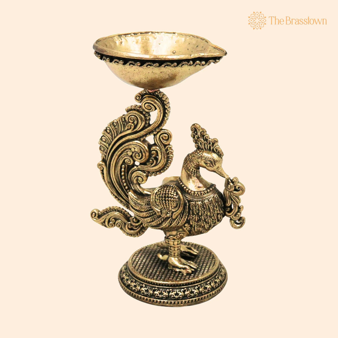 Brass Peacock Lamp – Handcrafted Traditional Pooja Oil Lamp 3.5 Inch 1