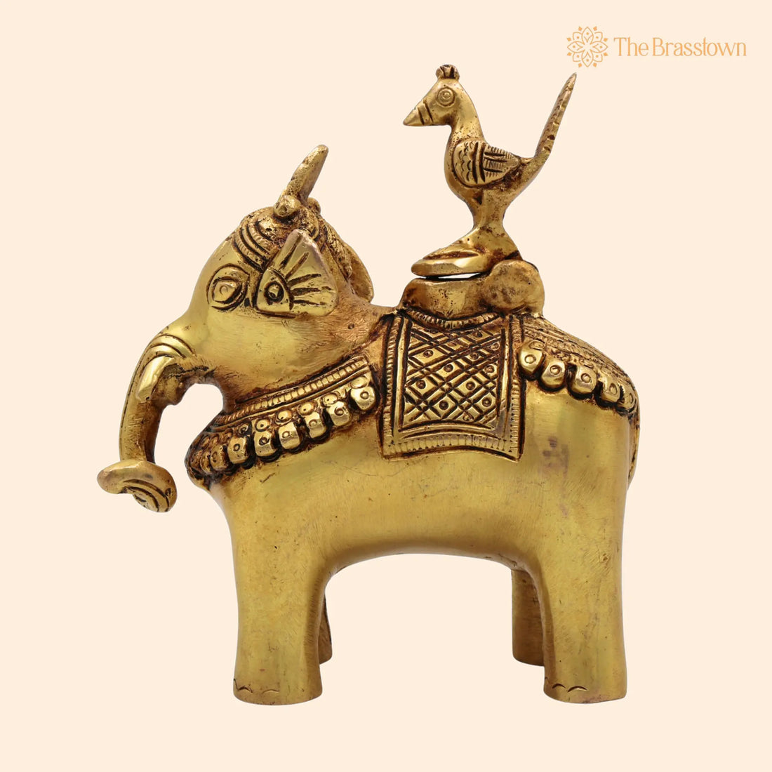 Brass Elephant Ink Pot – Handcrafted Peetal Kalamdan, Vintage Desk Ink Well Sculpture, Decorative Writing Ink Holder 6 Inch 1