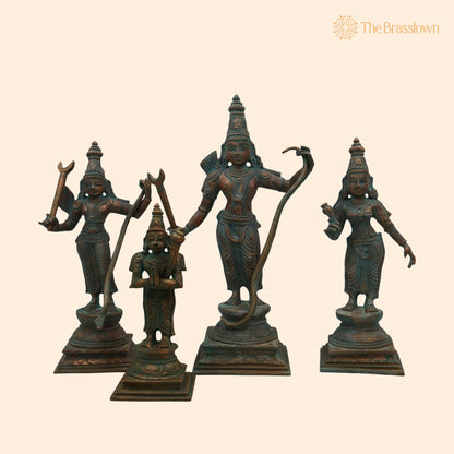 Bronze Handcrafted Shri Ram Parivar Idol – Panchaloha Ram Darbar Murti with Sita Lakshman Hanuman for Puja, Home Mandir &amp; Décor 12 Inch 1