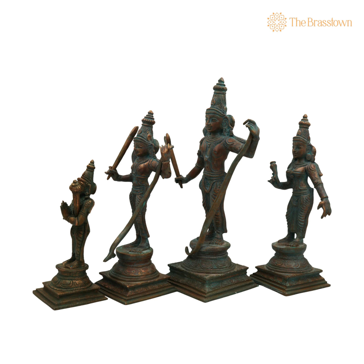 Bronze Handcrafted Shri Ram Parivar Idol – Panchaloha Ram Darbar Murti with Sita Lakshman Hanuman for Puja, Home Mandir &amp; Décor 12 Inch 3