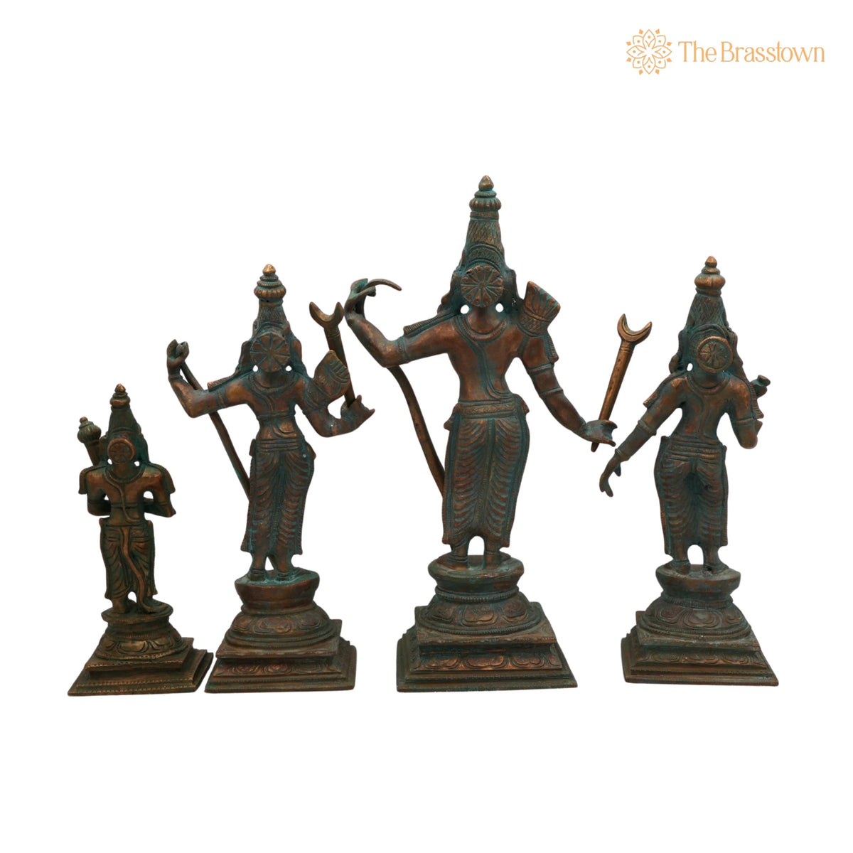 Bronze Handcrafted Shri Ram Parivar Idol – Panchaloha Ram Darbar Murti with Sita Lakshman Hanuman for Puja, Home Mandir &amp; Décor 12 Inch 4