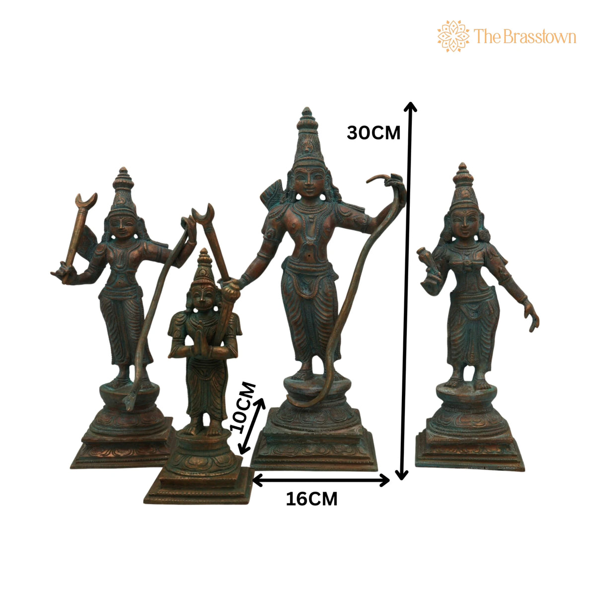 Bronze Handcrafted Shri Ram Parivar Idol – Panchaloha Ram Darbar Murti with Sita Lakshman Hanuman for Puja, Home Mandir &amp; Décor 12 Inch 5