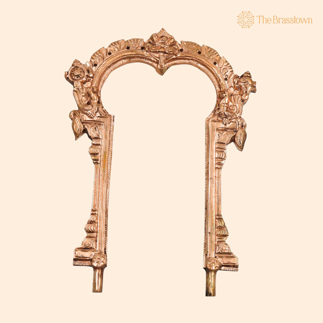 Bronze Handcrafted Prabhavali – Thiruvachi Tiruvasi Arch Torana Backdrop Frame for Hindu God Goddess Idol Temple Puja Mandir Décor 7.5 Inch 1