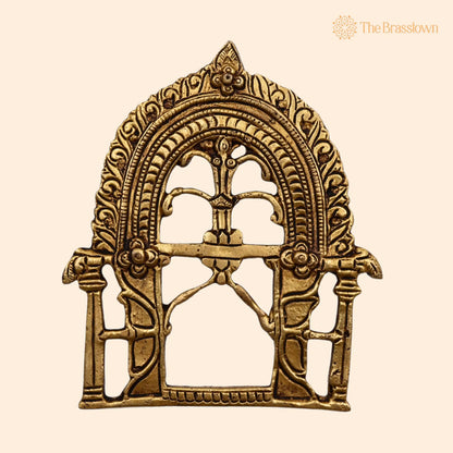 Brass Small Prabhavali Arch Frame – Handcrafted Wall Hanging Kirtimukha Prabhawali for Home Temple, Deity Backdrop, Pooja Décor, Prabhaval 5.5 Inch 1