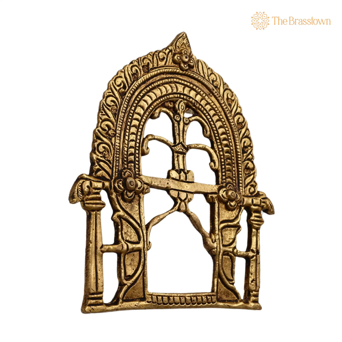 Brass Small Prabhavali Arch Frame – Handcrafted Wall Hanging Kirtimukha Prabhawali for Home Temple, Deity Backdrop, Pooja Décor, Prabhaval 5.5 Inch 2