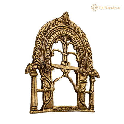 Brass Small Prabhavali Arch Frame – Handcrafted Wall Hanging Kirtimukha Prabhawali for Home Temple, Deity Backdrop, Pooja Décor, Prabhaval 5.5 Inch 2