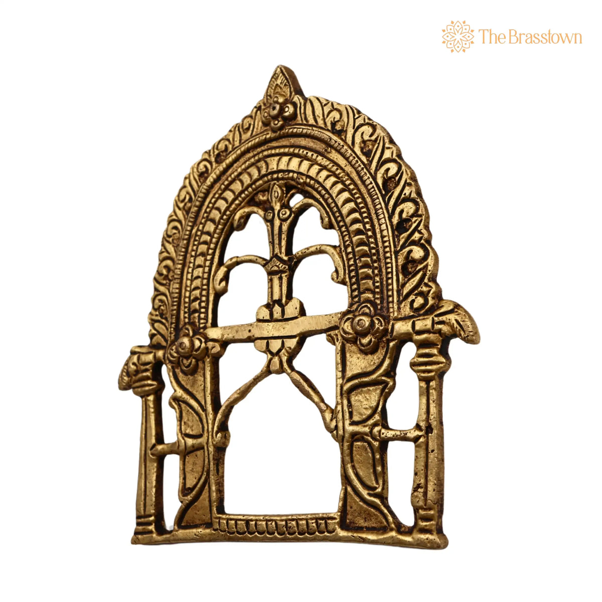 Brass Small Prabhavali Arch Frame – Handcrafted Wall Hanging Kirtimukha Prabhawali for Home Temple, Deity Backdrop, Pooja Décor, Prabhaval 5.5 Inch 3