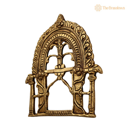 Brass Small Prabhavali Arch Frame – Handcrafted Wall Hanging Kirtimukha Prabhawali for Home Temple, Deity Backdrop, Pooja Décor, Prabhaval 5.5 Inch 3