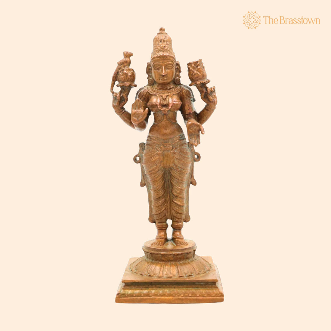 Bronze Handcrafted Lakshmi Idol – Maha Lakshmi, Shri Lakshmi, Padma Kamala, Panchaloha Goddess Statue for Home 4 Inch 1