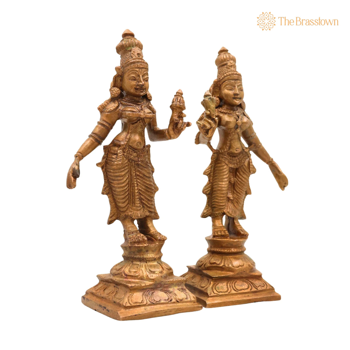 Bronze Sri Devi &amp; Bhu Devi Idol Set – Handcrafted Goddess Murti for Pooja, Temple &amp; Home Décor 4.5 Inch 2