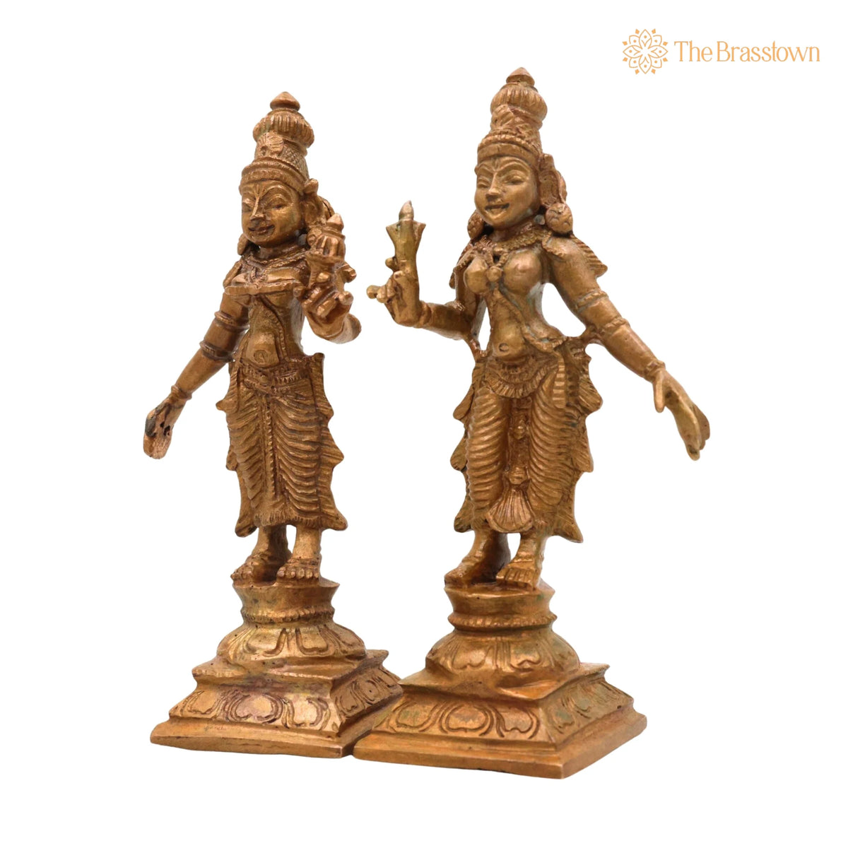 Bronze Sri Devi &amp; Bhu Devi Idol Set – Handcrafted Goddess Murti for Pooja, Temple &amp; Home Décor 4.5 Inch 3