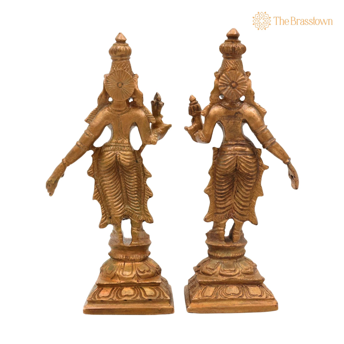 Bronze Sri Devi &amp; Bhu Devi Idol Set – Handcrafted Goddess Murti for Pooja, Temple &amp; Home Décor 4.5 Inch 4
