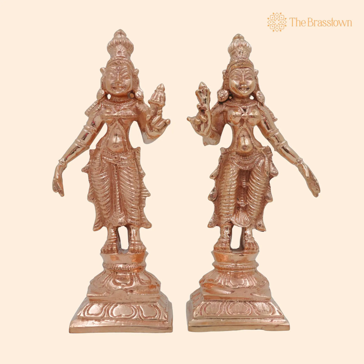 Bronze Sri Devi &amp; Bhu Devi Idol Set – Handcrafted Goddess Murti for Pooja, Temple &amp; Home Décor 4.5 Inch 1