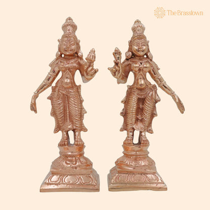 Bronze Sri Devi &amp; Bhu Devi Idol Set – Handcrafted Goddess Murti for Pooja, Temple &amp; Home Décor 4.5 Inch 1