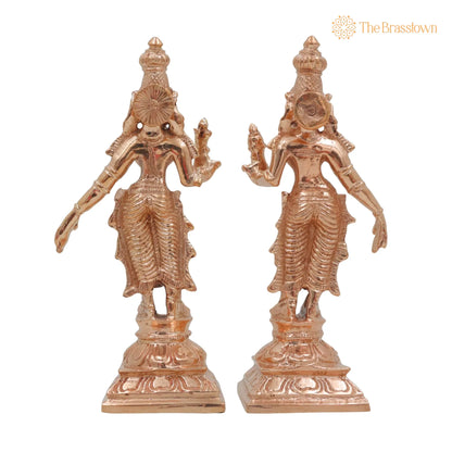 Bronze Sri Devi &amp; Bhu Devi Idol Set – Handcrafted Goddess Murti for Pooja, Temple &amp; Home Décor 4.5 Inch 4