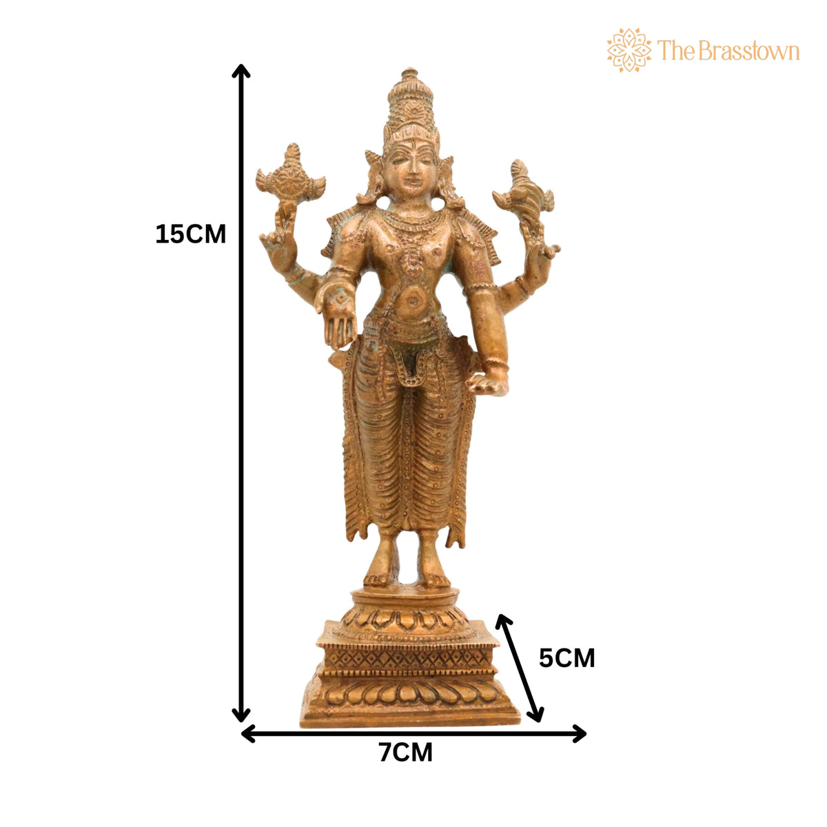 Bronze Vishnu with Sri Devi &amp; Bhu Devi Idol – Handcrafted Murti Set for Pooja, Temple &amp; Home Décor 6 Inch 5