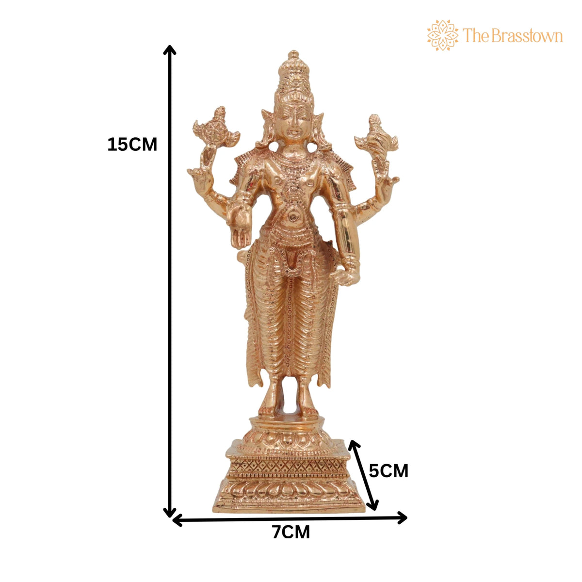 Bronze Vishnu with Sri Devi &amp; Bhu Devi Idol – Set, Handcrafted Murti for Pooja, Temple &amp; Home Décor 6 Inch 5
