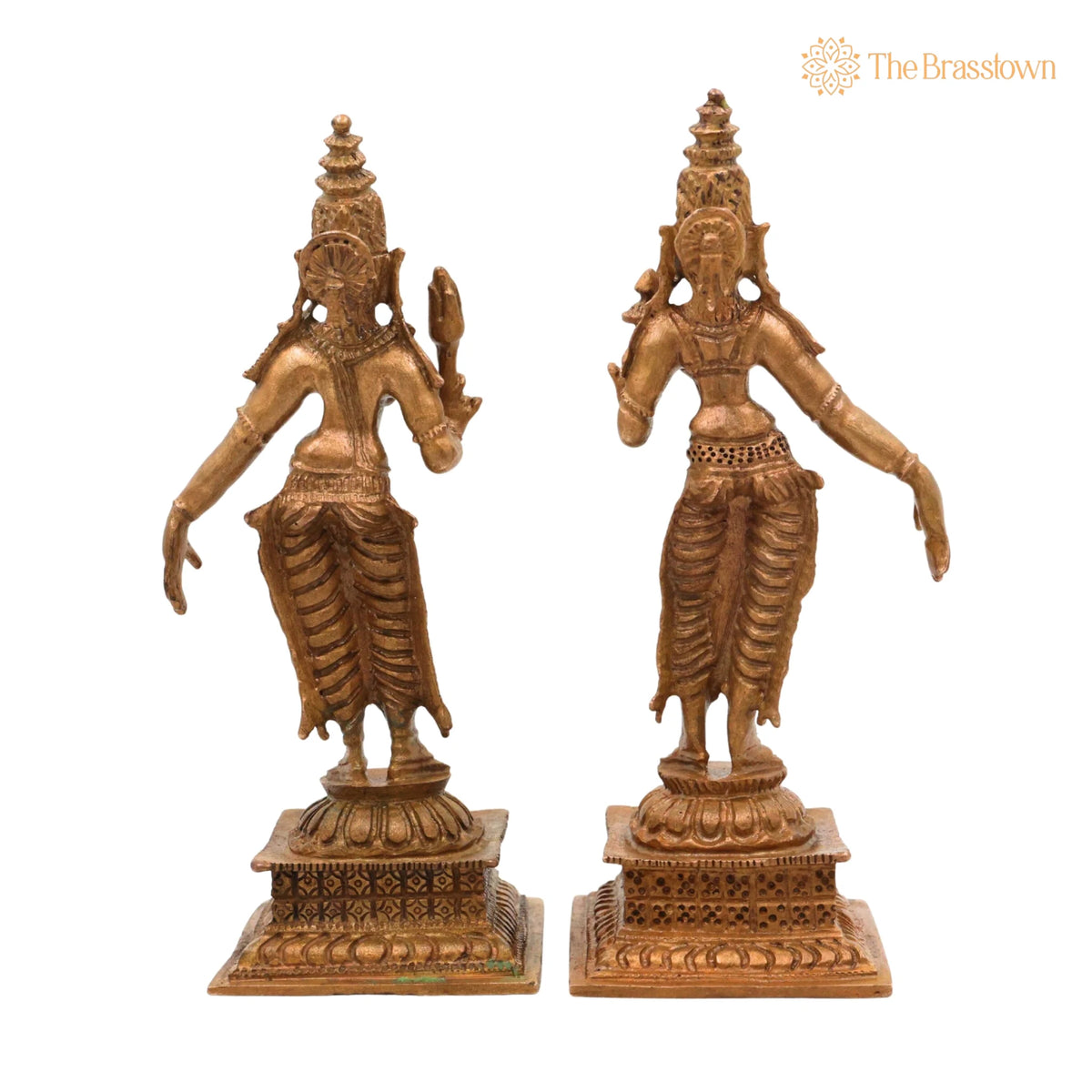 Bronze Sri Devi &amp; Bhu Devi Idol – Handcrafted Lakshmi and Bhudevi Goddess Murti, Lakshmi &amp; Earth Goddess Statue for Pooja 4.5 Inch 4