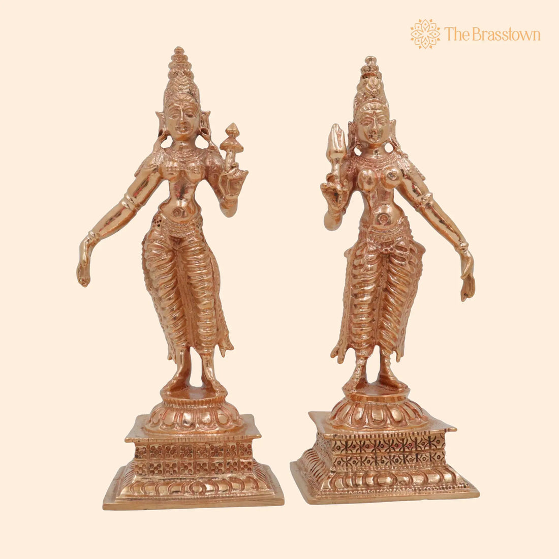 Bronze Sri Devi &amp; Bhu Devi Idol – Handcrafted Goddess Murti, Lakshmi &amp; Earth Goddess Statue for Pooja, Temple &amp; Home Décor 4.5 Inch 1