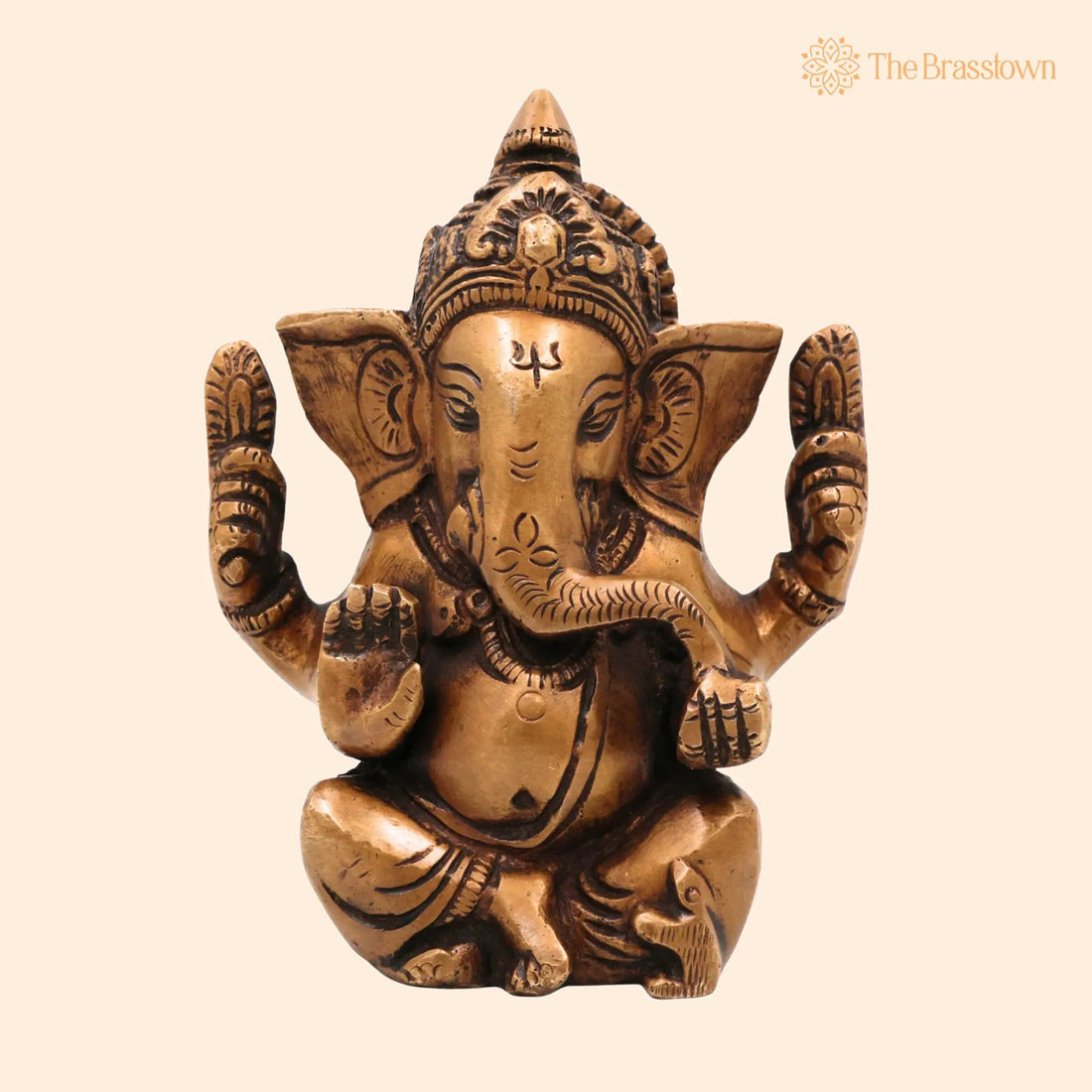 Brass Small Ganesha Idol – Handcrafted Ganesha Murti for Pooja, Home Décor &amp; Gifts 5 Inch 1