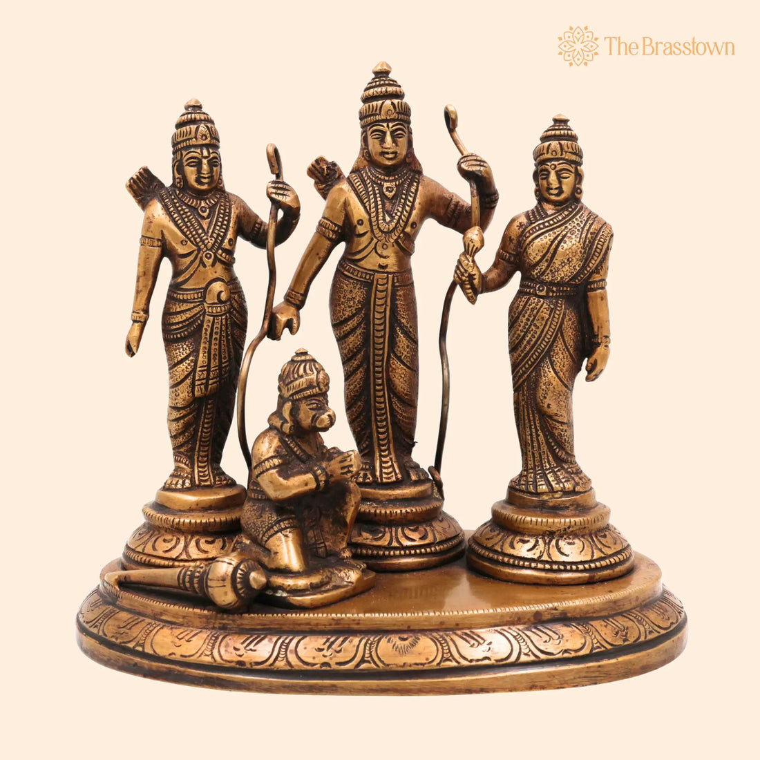 Brass Ram Darbar Idol – Handcrafted Sita &amp; Laxman Murti for Pooja, Temple &amp; Home Décor 6.5 Inch 1
