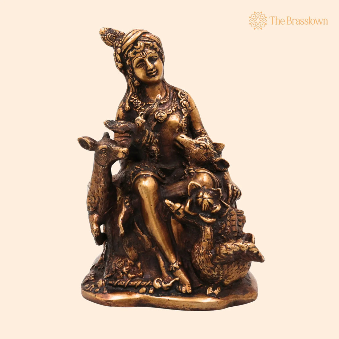 Brass Krishna Idol – Handcrafted Lord Krishna Statue, Divine Krishna Murti for Pooja, Temple &amp; Home Décor 6.5 Inch 1