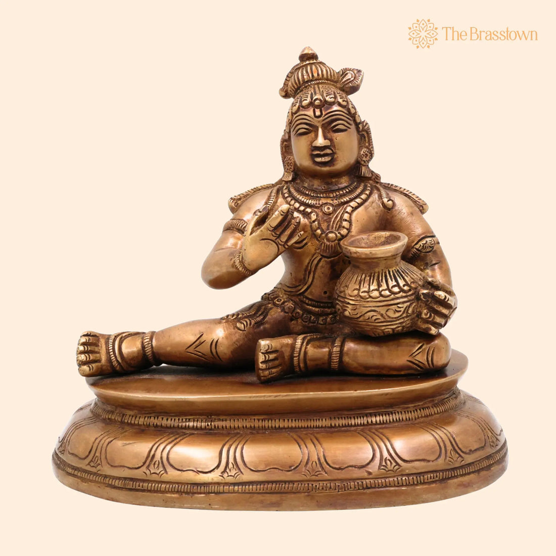 Brass Bal Gopal Idol – Handcrafted Child Krishna Murti, Govinda Statue for Pooja, Home Temple &amp; Spiritual Décor 6.5 Inch 1