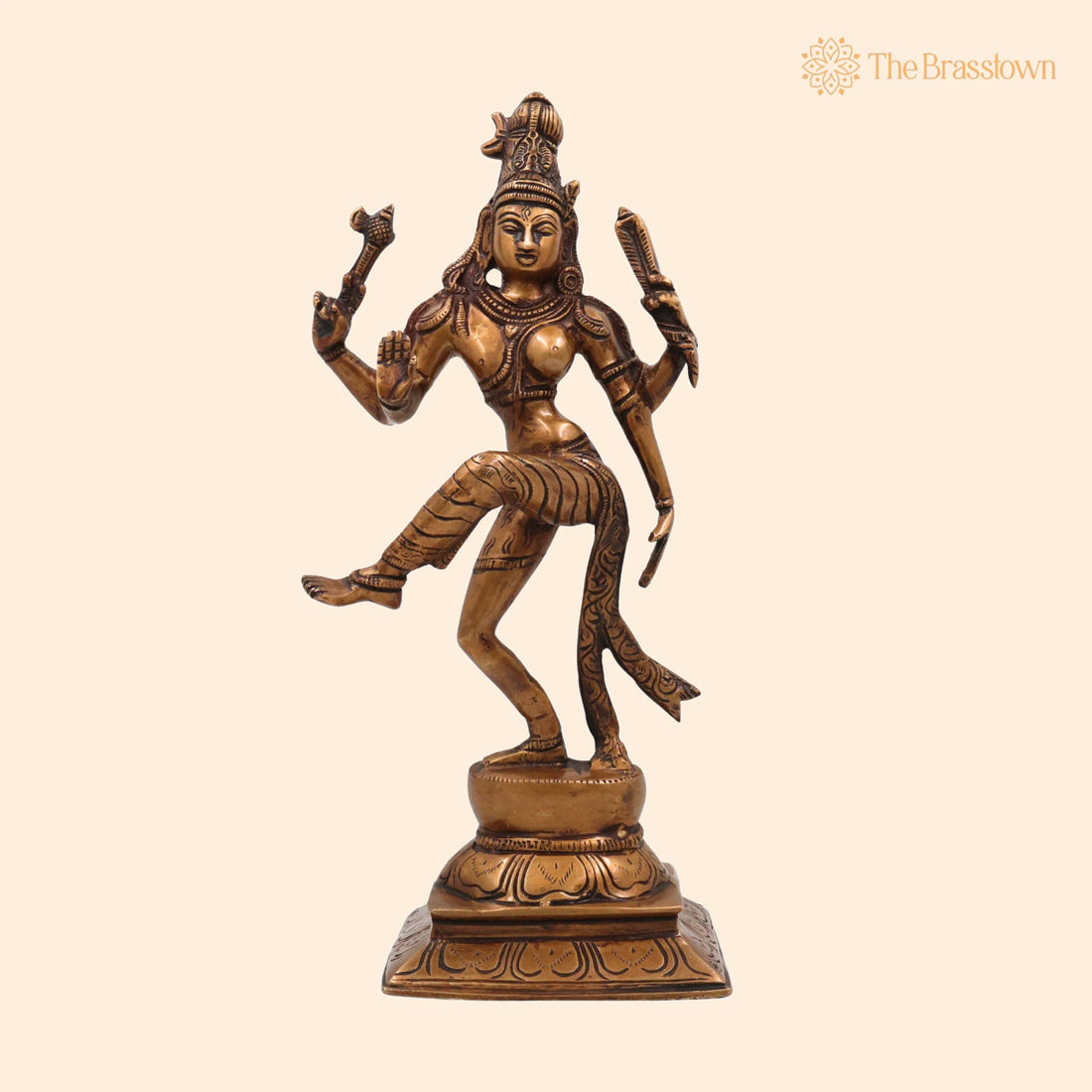 Brass Dancing Ardhanarishwara Idol – Handcrafted Ardhanari Statue for Temple &amp; Home Décor 12 Inch 1