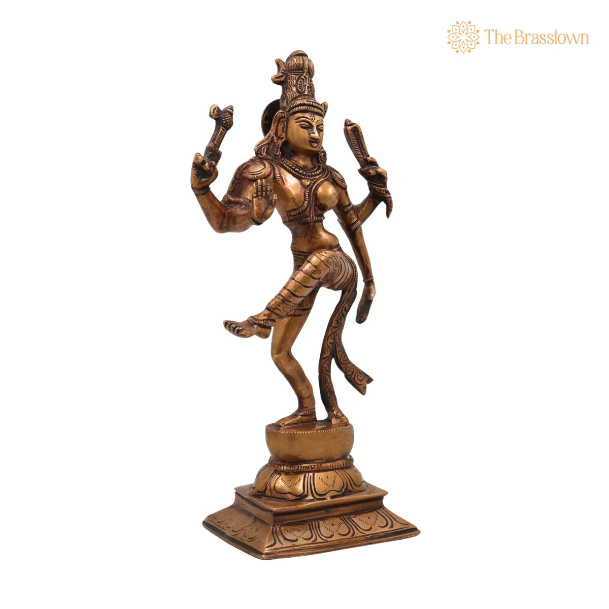 Brass Dancing Ardhanarishwara Idol – Handcrafted Ardhanari Statue for Temple &amp; Home Décor 12 Inch 2