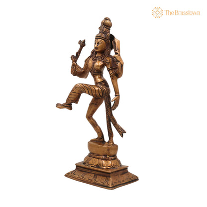 Brass Dancing Ardhanarishwara Idol – Handcrafted Ardhanari Statue for Temple &amp; Home Décor 12 Inch 3