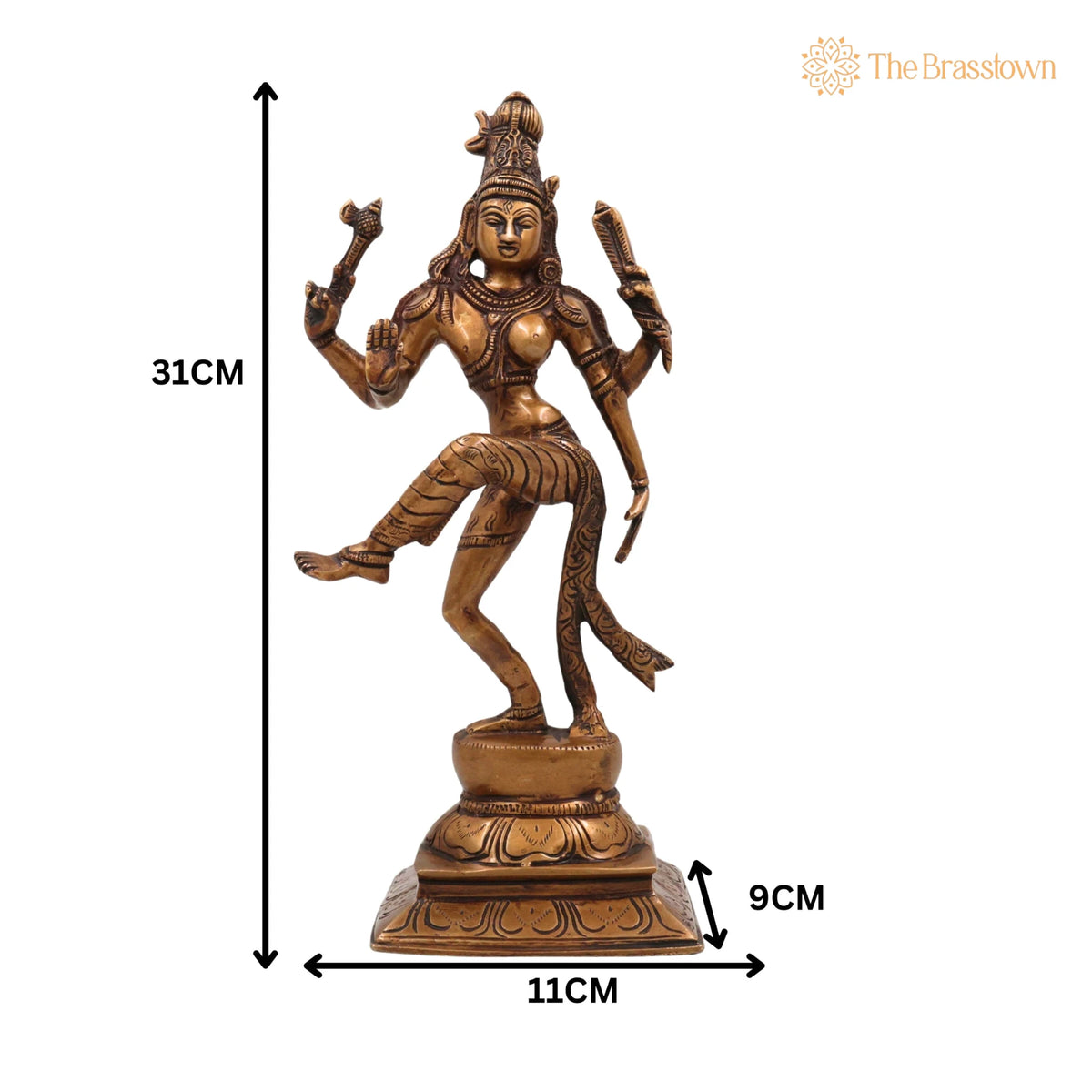 Brass Dancing Ardhanarishwara Idol – Handcrafted Ardhanari Statue for Temple &amp; Home Décor 12 Inch 5