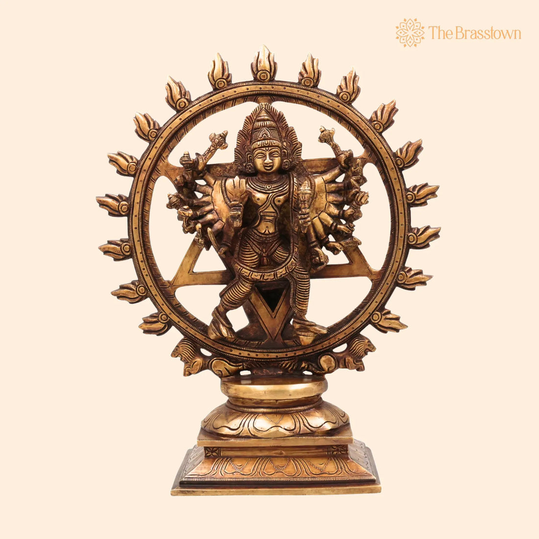 Brass Sudarshana Chakrathalwar Idol – Handcrafted Protective Statue for Pooja, Temple &amp; Home Décor 13 Inch 1