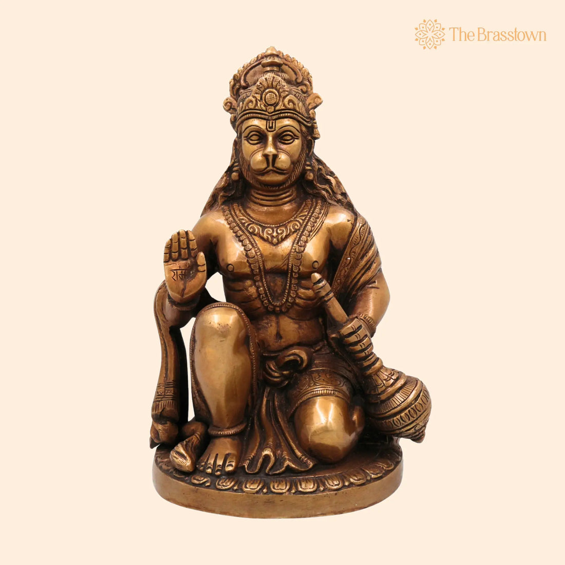 Brass Hanuman Idol – Handcrafted Panchamukhi Hanuman Murti, Bajrangbali Statue for Pooja, Temple &amp; Home Décor 10 Inch 1
