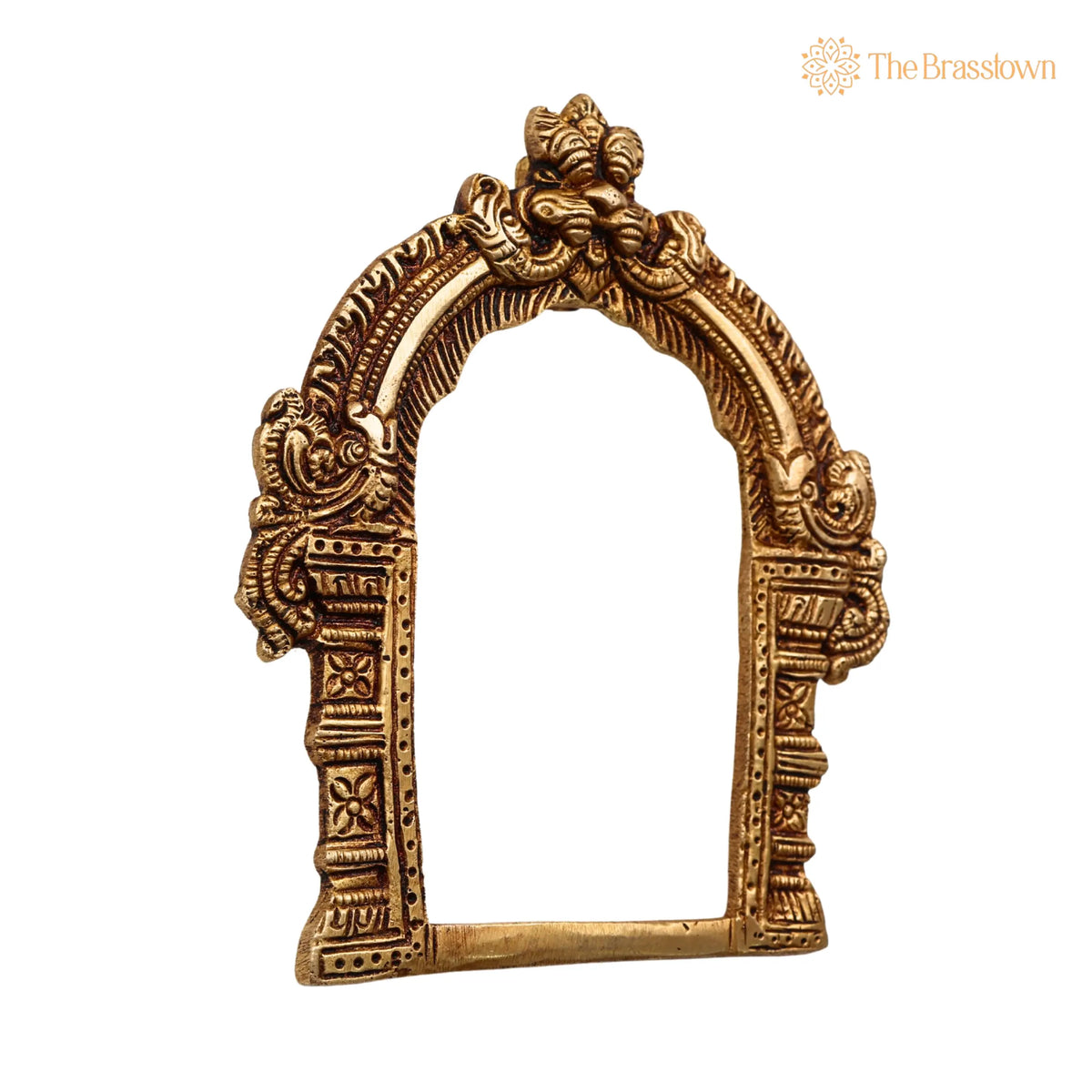 Brass Prabhavali – Handcrafted Frame Arch Wall Hanging Prabhawal Temple Home Décor Prabhawali For Small Diety Prabhaval 6 Inch 3