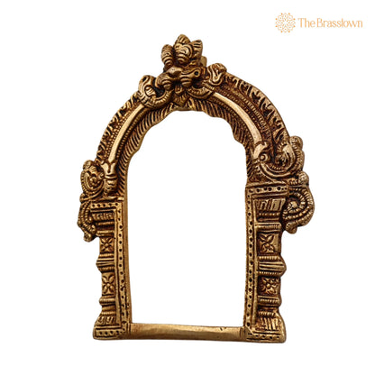 Brass Prabhavali – Handcrafted Frame Arch Wall Hanging Prabhawal Temple Home Décor Prabhawali For Small Diety Prabhaval 6 Inch 4