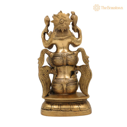 Brass Vishnu Idol Riding Garuda – Handcrafted Narayana Murti Statue, Home Temple, Décor &amp; Gifts 8 Inch 4