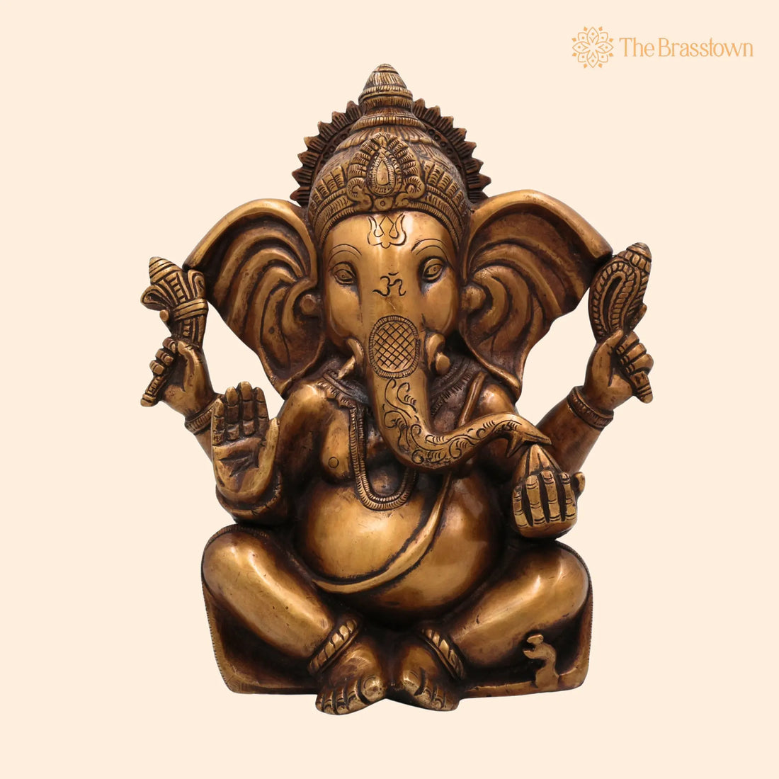 Brass Ganesha Idol – Handcrafted Ganapati Murti, Vinayaka Statue, Hindu Elephant God Sculpture for Pooja, Home Décor &amp; Gifts 11 Inch 1