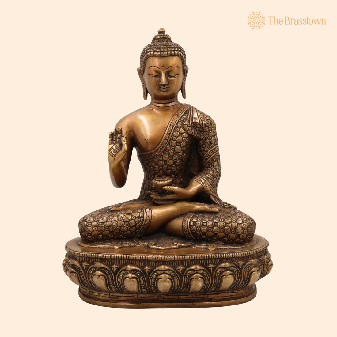 Brass Buddha Idol – Handcrafted Gautama Buddha Statue, Meditation Murti for Puja, Home Mandir &amp; Décor 13.5 Inch 1