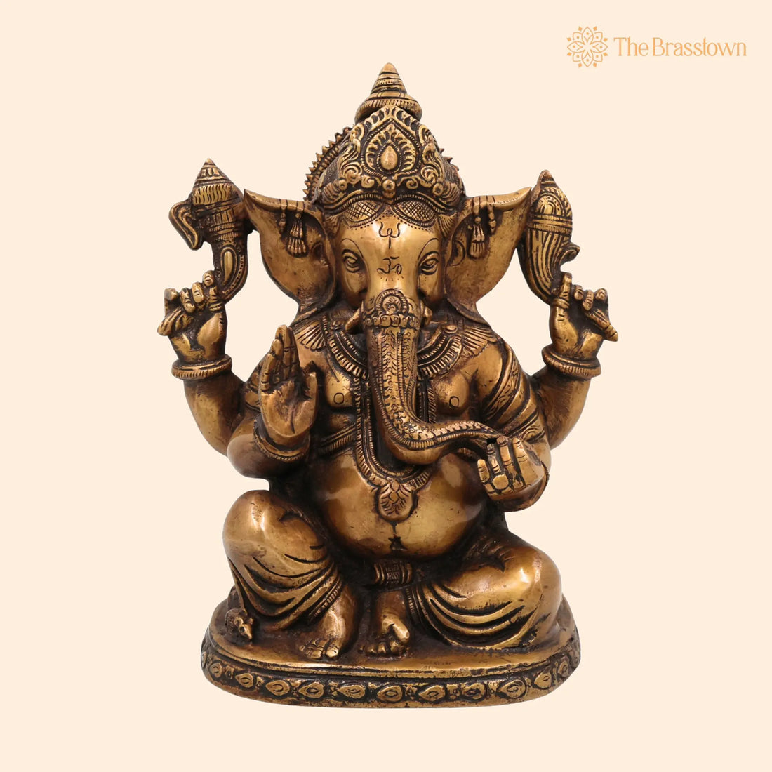 Brass Handcrafted Ganesha Idol – Vinayaka Sculpture, Lord Ganapati Statue for Pooja, Home Décor &amp; Gifts 9 Inch 1