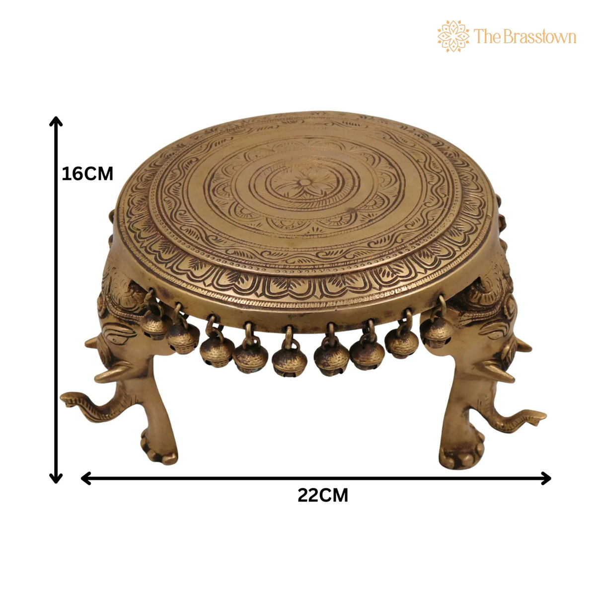 Brass Elephant Chowki – Gaja Chowki, Handmade Aathi Chowki Pooja &amp; Spiritual Home Deco 6.5 Inch 5