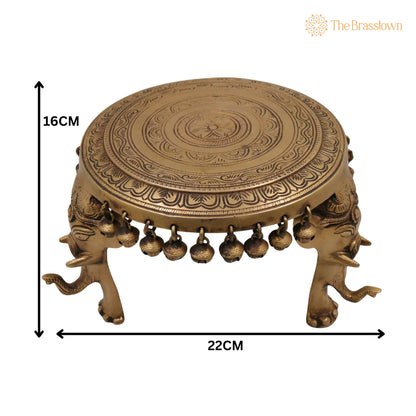 Brass Elephant Chowki – Gaja Chowki, Handmade Aathi Chowki Pooja &amp; Spiritual Home Deco 6.5 Inch 5