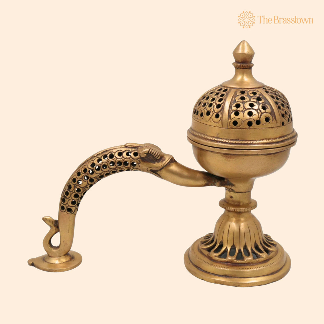Brass Doopa Dani – Handcrafted Pooja Incense Dhoop burner Holder, Auspicious Decorative Dhuna loban burner 7.5 Inch 1
