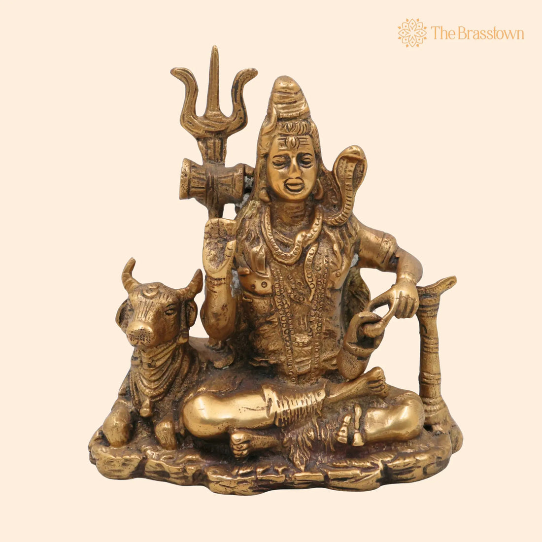 Handcrafted Brass Mahadev Idol – Shiv Shambhu Murti, Neelkanth Shankar Statue for Home Temple &amp; Spiritual Décor 6.5 Inch 1