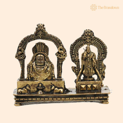 Brass Shiva Lingam Parvati Idol – Handcrafted Shivling Parvati Murti for Puja, Home Mandir &amp; Décor 1.5 Inch 1