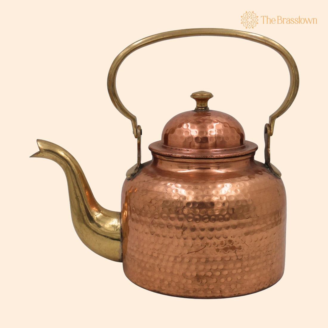 Brass Handmade &amp; Copper Peetal Tamra Kettle – Traditional Indian Pital Chai Pot for Home Décor, Puja &amp; Gifting 10 Inch 1